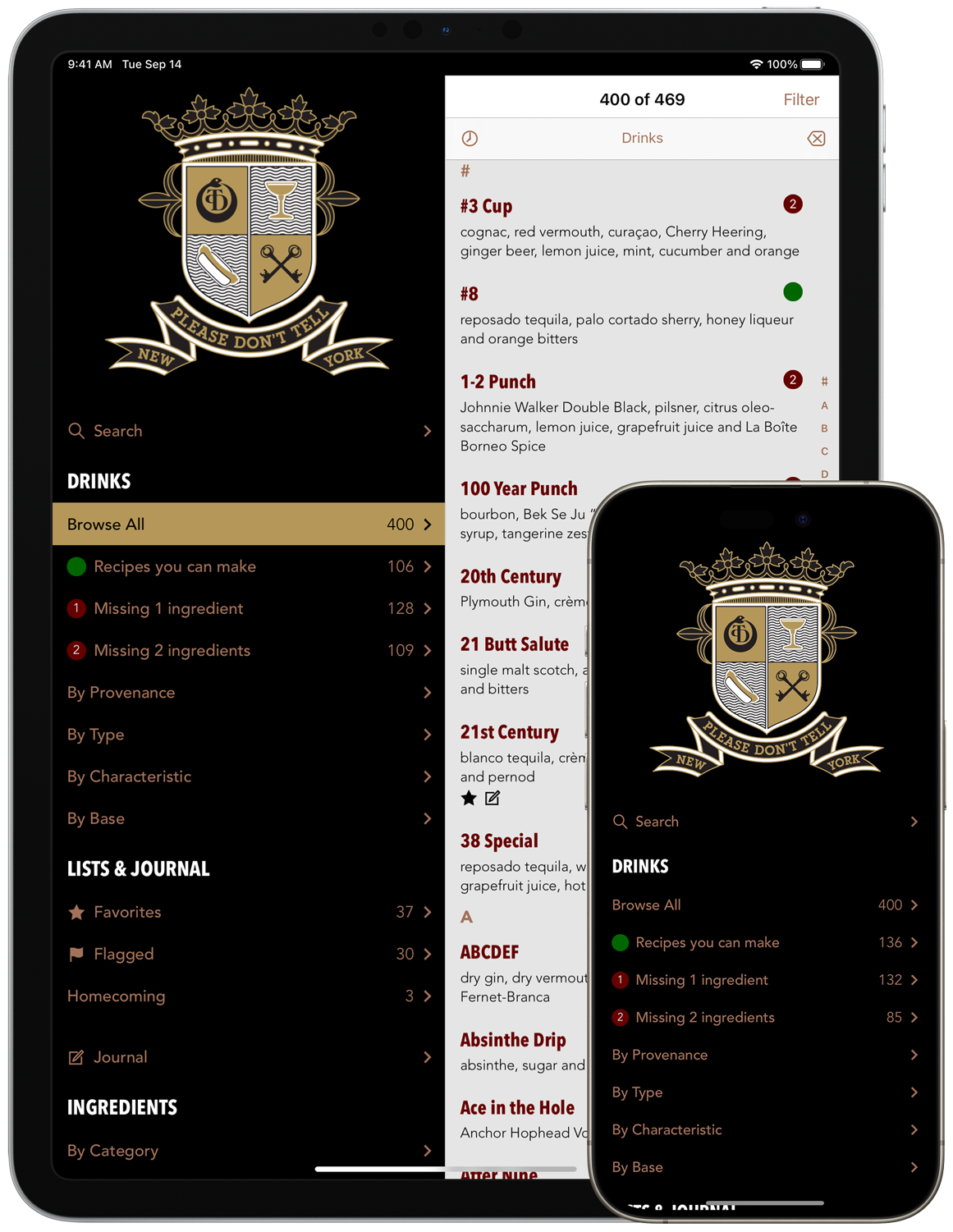 PDT’s main screen running on an iPad and iPhone